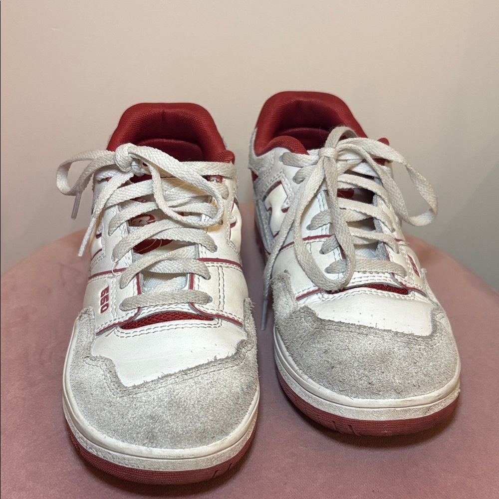 New Balance 550 White and Red Sneakers Kids size 2